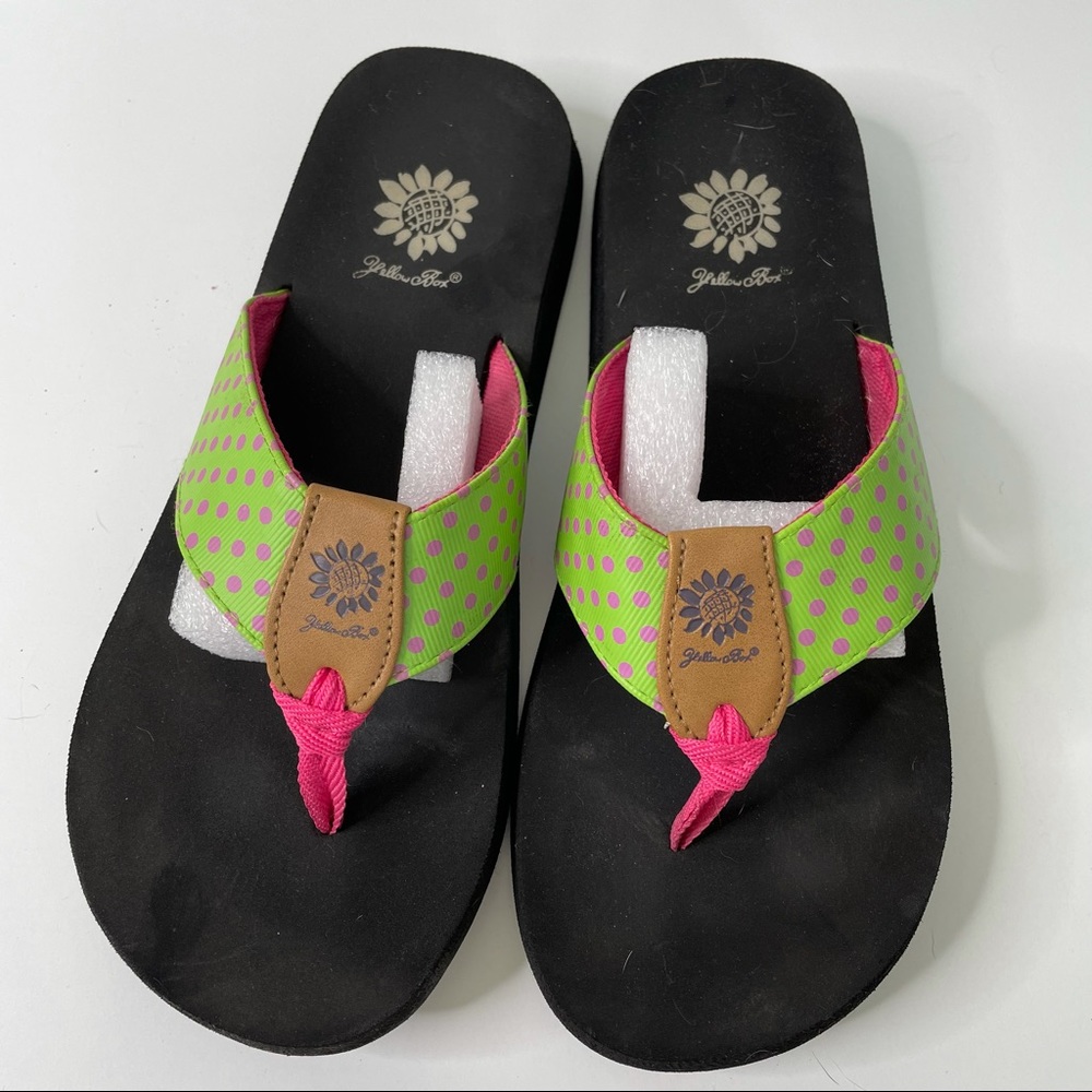 Yellow Box Lime Green & Pink Polka Dots Size 9